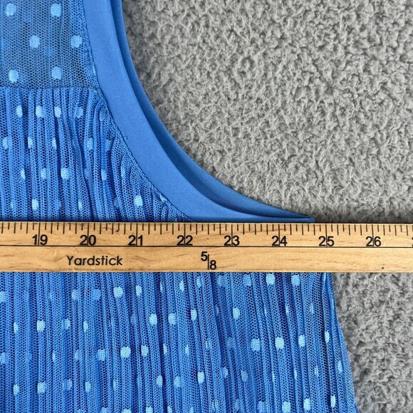 Lane Bryant Blouse Womens 22/24 Blue Polka Dot Knit Sheer Sleeveless Lined - Picture 9 of 11